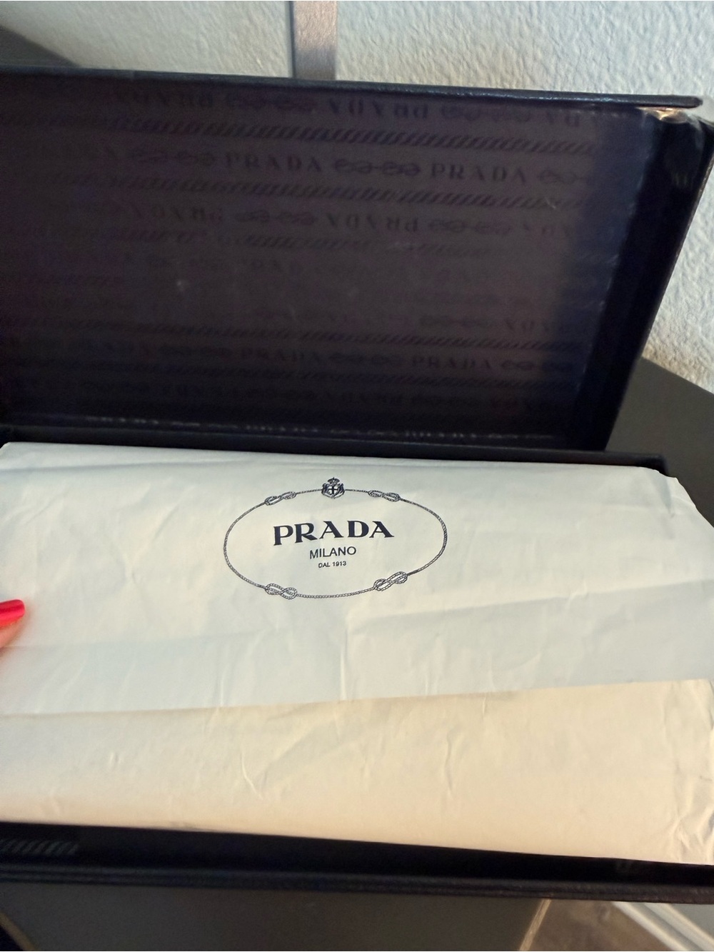Prada Saffiano Leather Jeweled Wallet Blue Crystal Clutch W Box - Picture 3 of 7